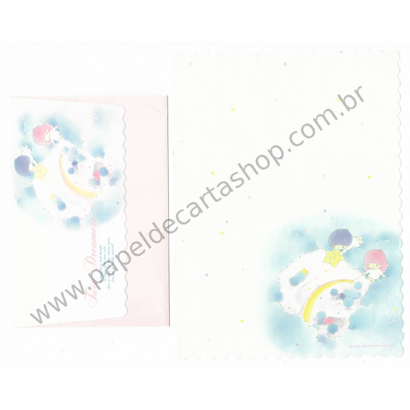 Ano 1983. Conjunto de Papel de Carta Little Twin Stars Dreamers Antigo (Vintage) Sanrio