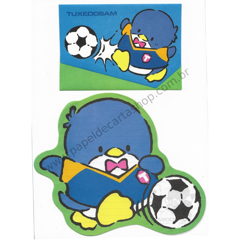 Ano 1986. Conjunto de Papel de Carta Tuxedosam Soccer Vintage Sanrio