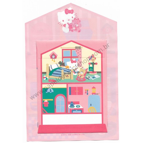 Ano 1986. Conjunto de Papel de Carta Hello Kitty House CRS Sanrio