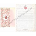 Ano 1992. Conjunto de Papel de Carta Marron Cream ROSE Vintage Sanrio