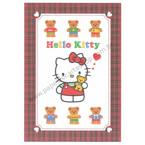 Ano 1992. Conjunto de Papel de Carta Hello Kitty & Bear Sanrio