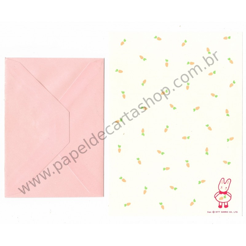 Ano 1977. Conjunto de Papel de Carta Vintage Carrot Sanrio