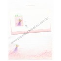 Ano 1976. Conjunto de Papel de Carta Vintage Floral Poem Lady Sanrio