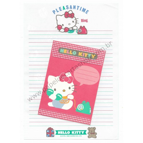 Ano 1985. Conjunto de Papel de Carta Hello Kitty Pleasantime Sanrio