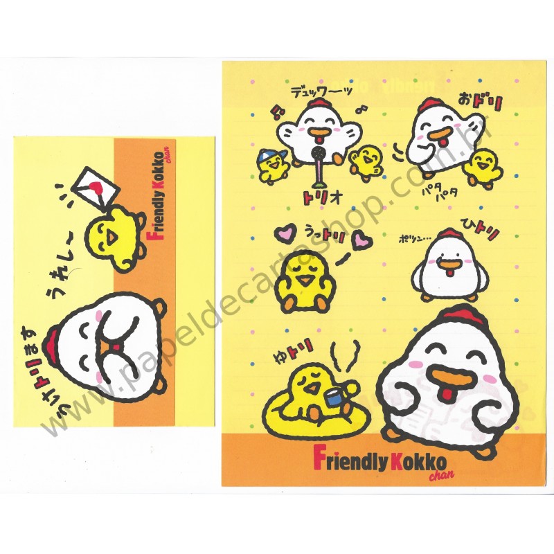 Ano 1993 Conjunto de Papel de Carta Friendly Kokko Chan Vintage Sanrio