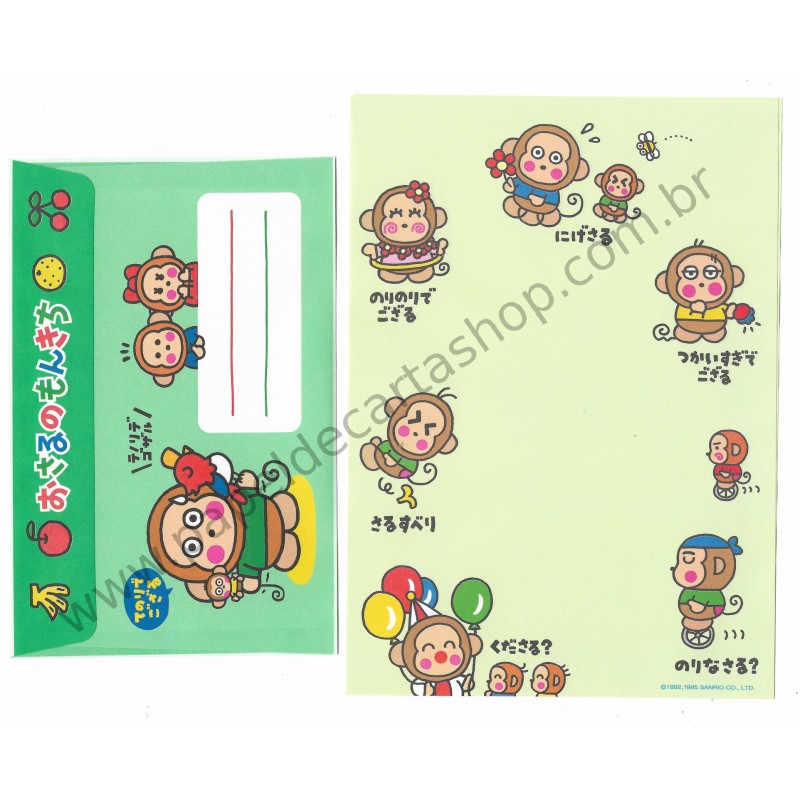 Ano 1995. Conjunto de Papel de Carta Osaru No Monkichi CVD Sanrio