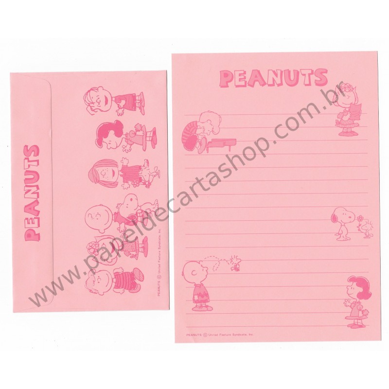 Conjunto de Papel de Carta Antigo (Vintage) Peanuts CPK Hallmark Japan