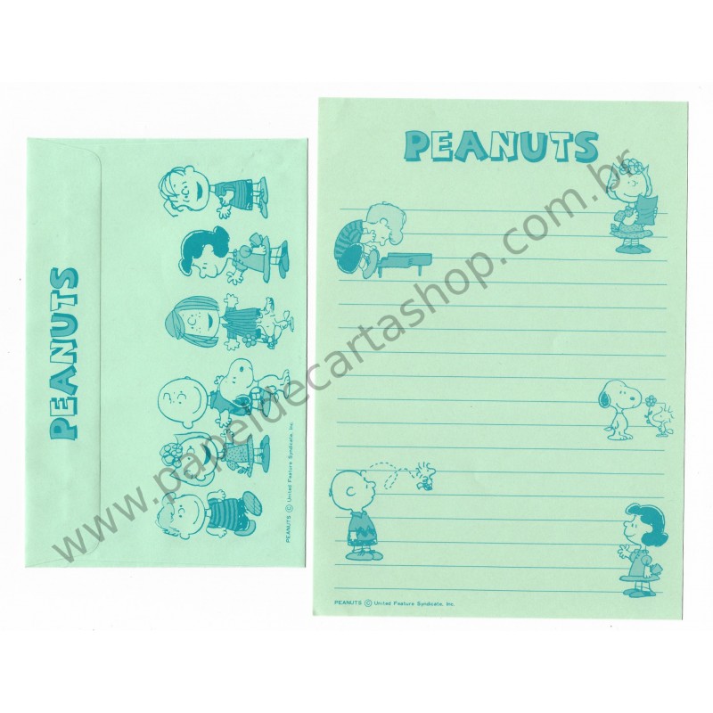 Conjunto de Papel de Carta Antigo (Vintage) Peanuts CVD Hallmark Japan