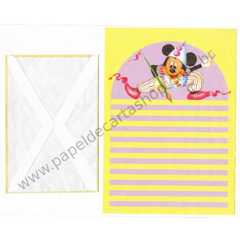 Conjunto de Papel de Carta ANTIGO Personagens Disney Mickey Pintor