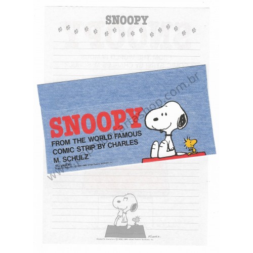 Conjunto de Papel de Carta Snoopy CAZ Antigo (Vintage) Hallmark