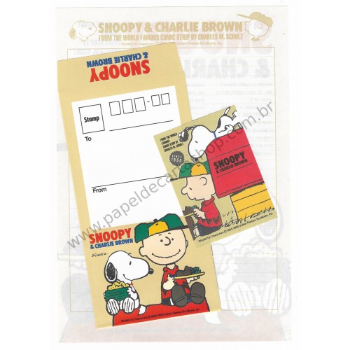 Conjunto de Papel de Carta Snoopy & Charlie Brown CVM Vintage Hallmark