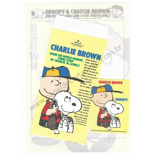 Conjunto de Papel de Carta Snoopy & Charlie Brown CAM Vintage Hallmark