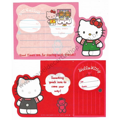 Ano 1994. Nota dobrável Hello Kitty Good Times Sanrio