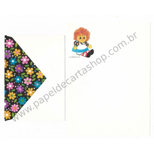 Conjunto de Papel de Carta Importado Raggedy Ann Médio - The Bobbs-Merrill Co