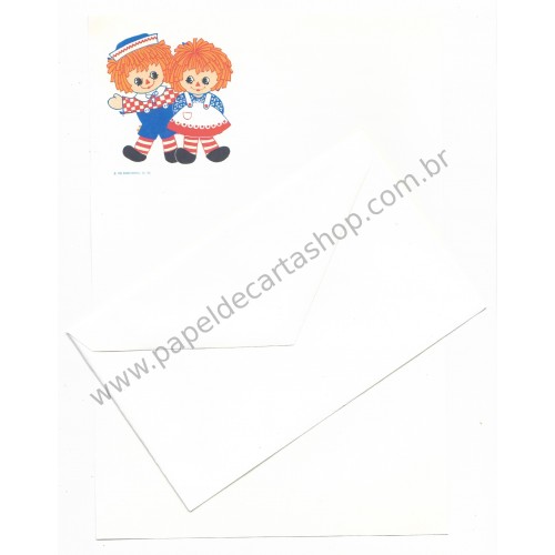 Conjunto de Papel de Carta Importado Raggedy Ann Grande - The Bobbs-Merrill Co