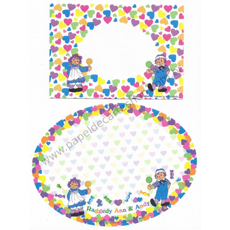 Conjunto de Papel de Carta Importado Raggedy Ann & Andy CBR