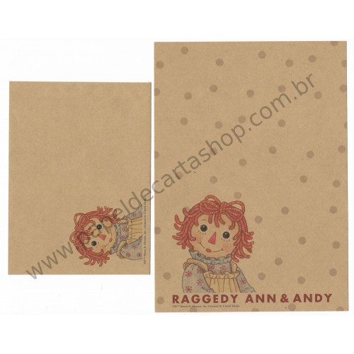 Conjunto de Papel de Carta Importado Raggedy Ann & Andy CBG