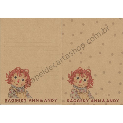 Conjunto de Papel de Carta Importado Raggedy Ann & Andy CBG