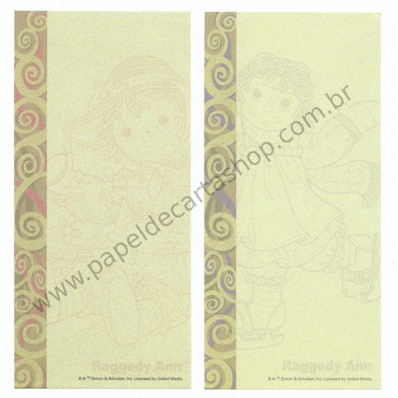 Kit 4 Papéis de Carta P Importados Raggedy Ann & Andy