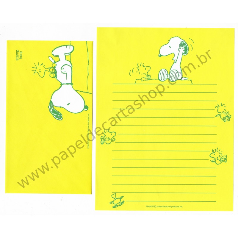Conjunto de Papel de Carta Original Antigo Snoopy CVA Nihon Hallmark