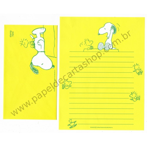 Conjunto de Papel de Carta Original Antigo Snoopy CVA Nihon Hallmark
