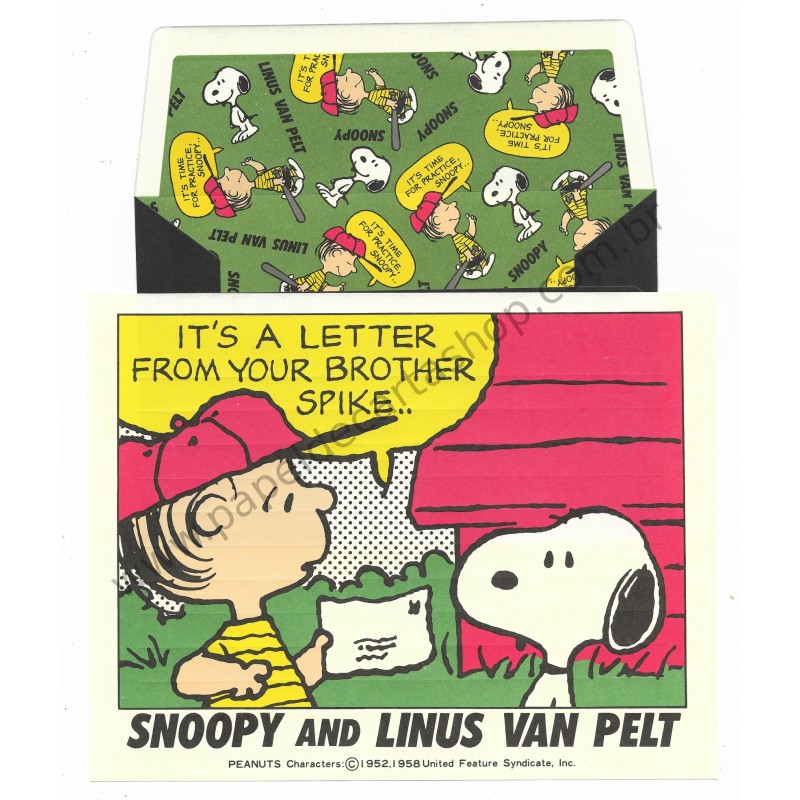 Conjunto de Papel de Carta Snoopy & Linus Van Pelt Antigo (Vintage) Peanuts
