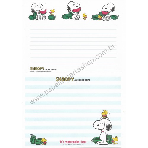 Conjunto de Papel de Carta Original Antigo Snoopy Watermelon Peanuts Japan
