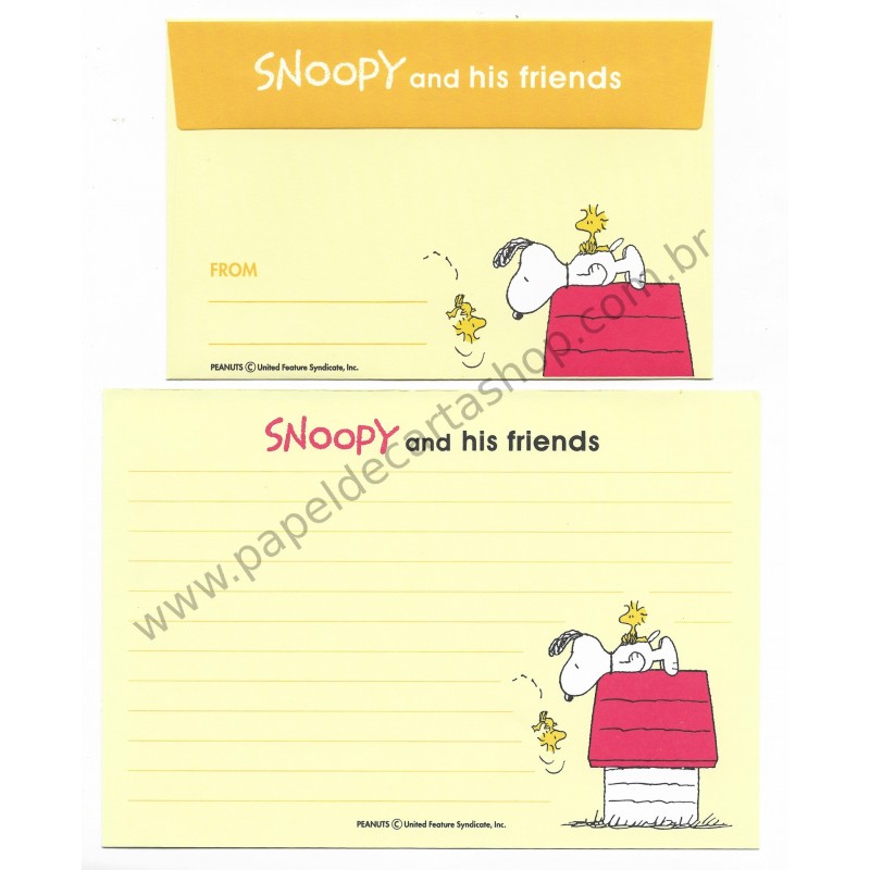 Conjunto de Papel de Carta Antigo (Vintage) Snoopy and his Friends CAM - Japan