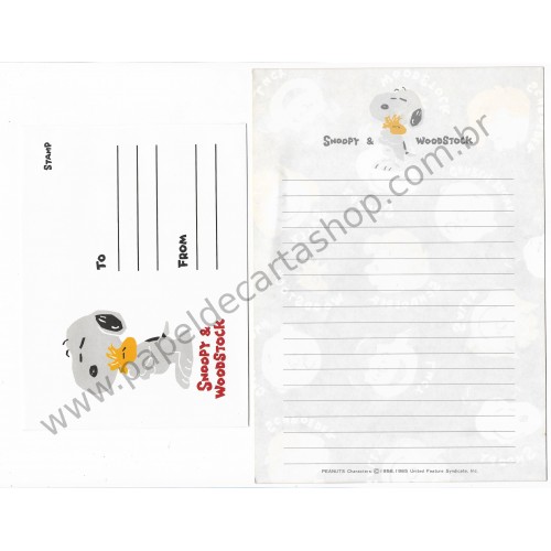 Conjunto de Papel de Carta Antigo Peanuts Snoopy CVM Hallmark