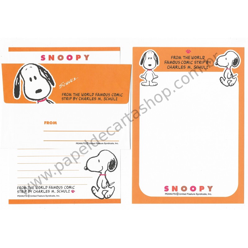 Kit 2 Conjuntos de Papéis de Carta Originais Antigos Snoopy CLA Peanuts