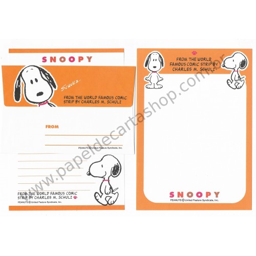Kit 2 Conjuntos de Papéis de Carta Originais Antigos Snoopy CLA Peanuts