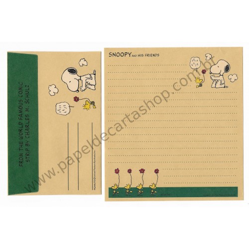 Conjunto de Papel de Carta Snoopy CRAV Antigo Vintage Peanuts