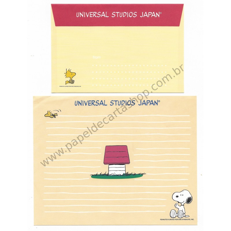 Conjunto de Papel de Carta Snoopy Universal Studios Japan Antigo (Vintage) Peanuts