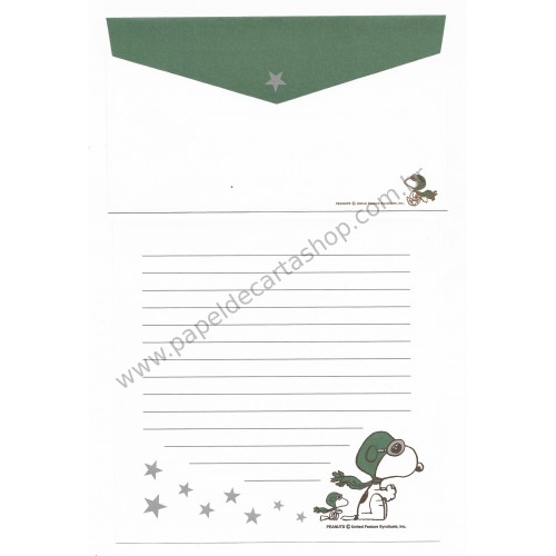 Conjunto de Papel de Carta Snoopy Ace CVD Antigo (Vintage) Peanuts