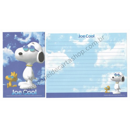 Conjunto de Papel de Carta Original Antigo Joe Cool BLU Peanuts