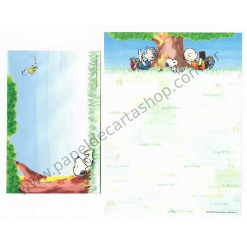 Conjunto de Papel de Carta Snoopy & Tree Antigo (Vintage) Hallmark