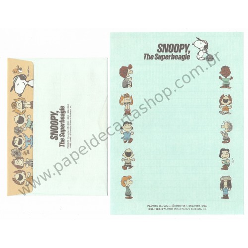 Conjunto de Papel de Carta Snoopy Superbeagle CBG Antigo (Vintage) Hallmark