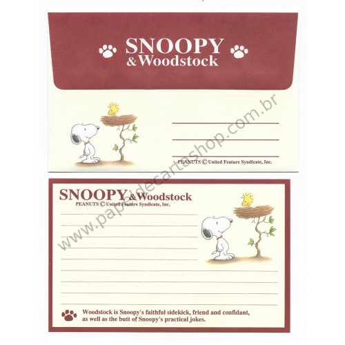 Conjunto de Papel de Carta Antigo Snoopy & Woodstock P Peanuts Hallmark