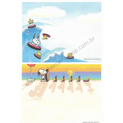 Conjunto de Papel de Carta Snoopy on the Beach Antigo (Vintage) Hallmark