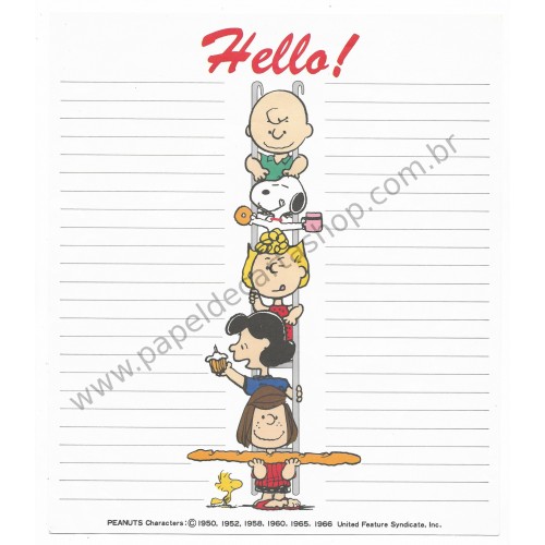 Conjunto de Papel de Carta Snoopy Hello Antigo (Vintage) Hallmark