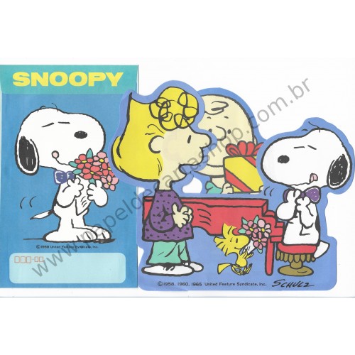 Conjunto de Papel de Carta Snoopy Turma Flores Vintage Hallmark Japan