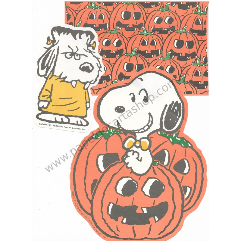 Conjunto de Papel de Carta Snoopy Halloween Vintage Hallmark Japan