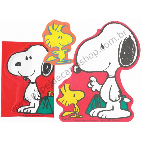 Conjunto de Papel de Carta Snoopy Green Bag Vintage Hallmark Japan