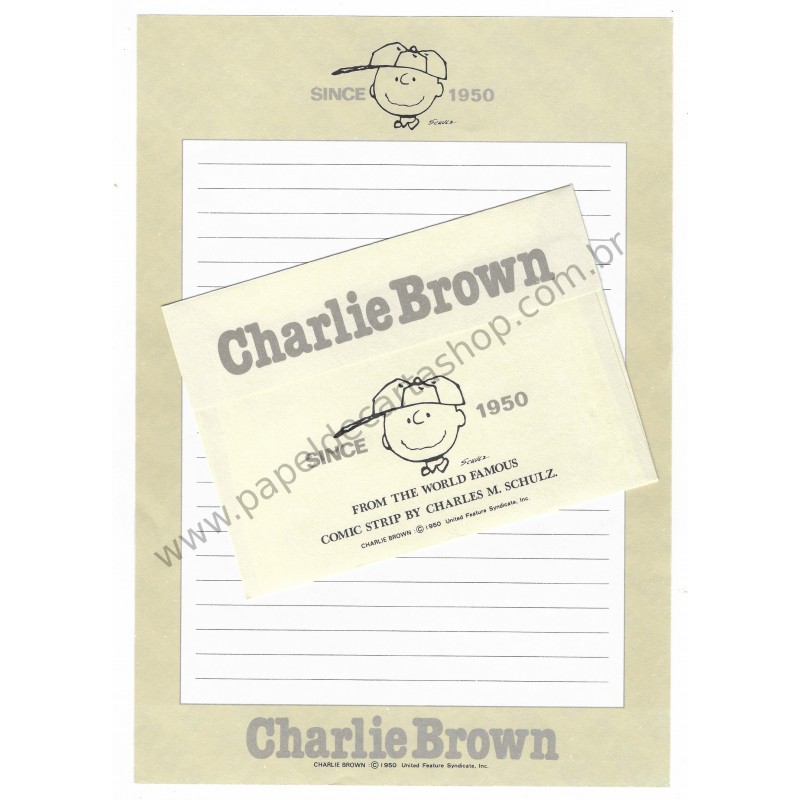 Conjunto de Papel de Carta Antigo Charlie Brown 1950 Hallmark Peanuts Japan