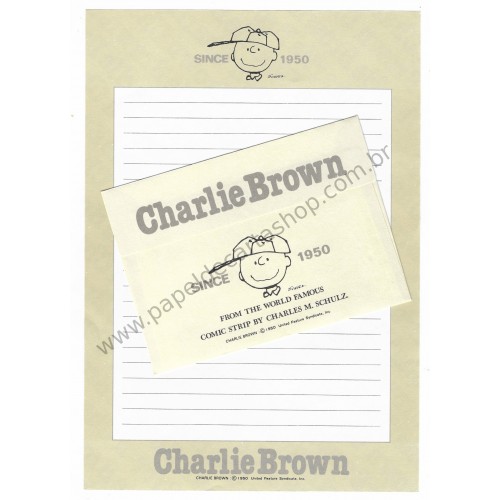 Conjunto de Papel de Carta Antigo Charlie Brown 1950 Hallmark Peanuts Japan