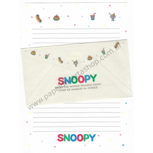 Conjunto de Papel de Carta Snoopy Food Vintage Hallmark Japan