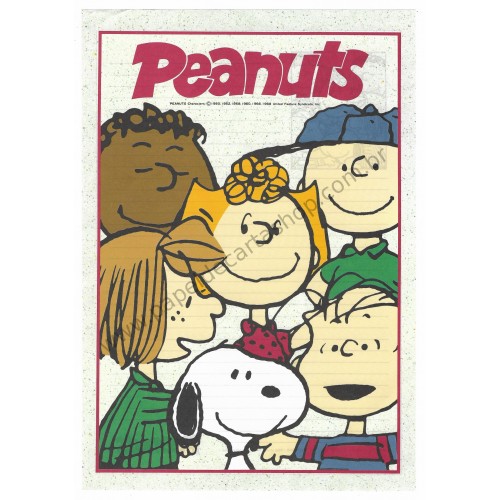 Conjunto de Papel de Carta Snoopy Peanuts Bege Vintage Hallmark Japan