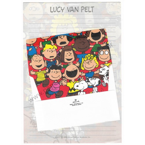 Conjunto de Papel de Carta Antigo Snoopy Lucy Van Pelt Hallmark Japan