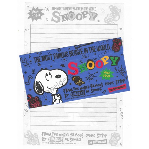 Conjunto de Papel de Carta Snoopy Purple Vintage Hallmark Japan