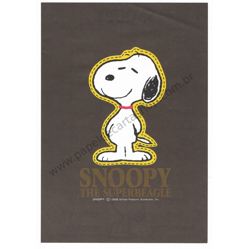Conjunto de Papel de Carta Snoopy Brown Vintage Hallmark Japan